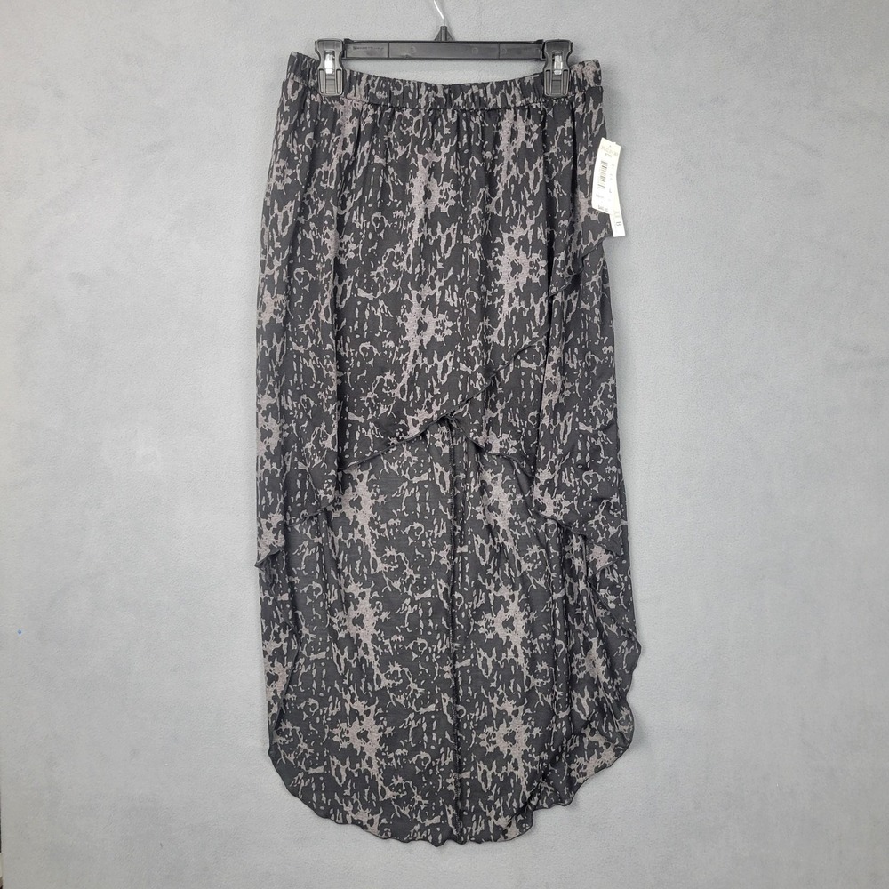 Joe B Skirt Womens Large Black Gray Chiffon Cross Over Hi‎ Lo Maxi Flowing New